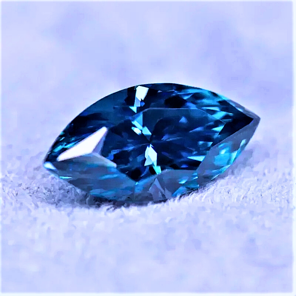 Moissanite Blu Zaffiro Taglio Marquise Certificata