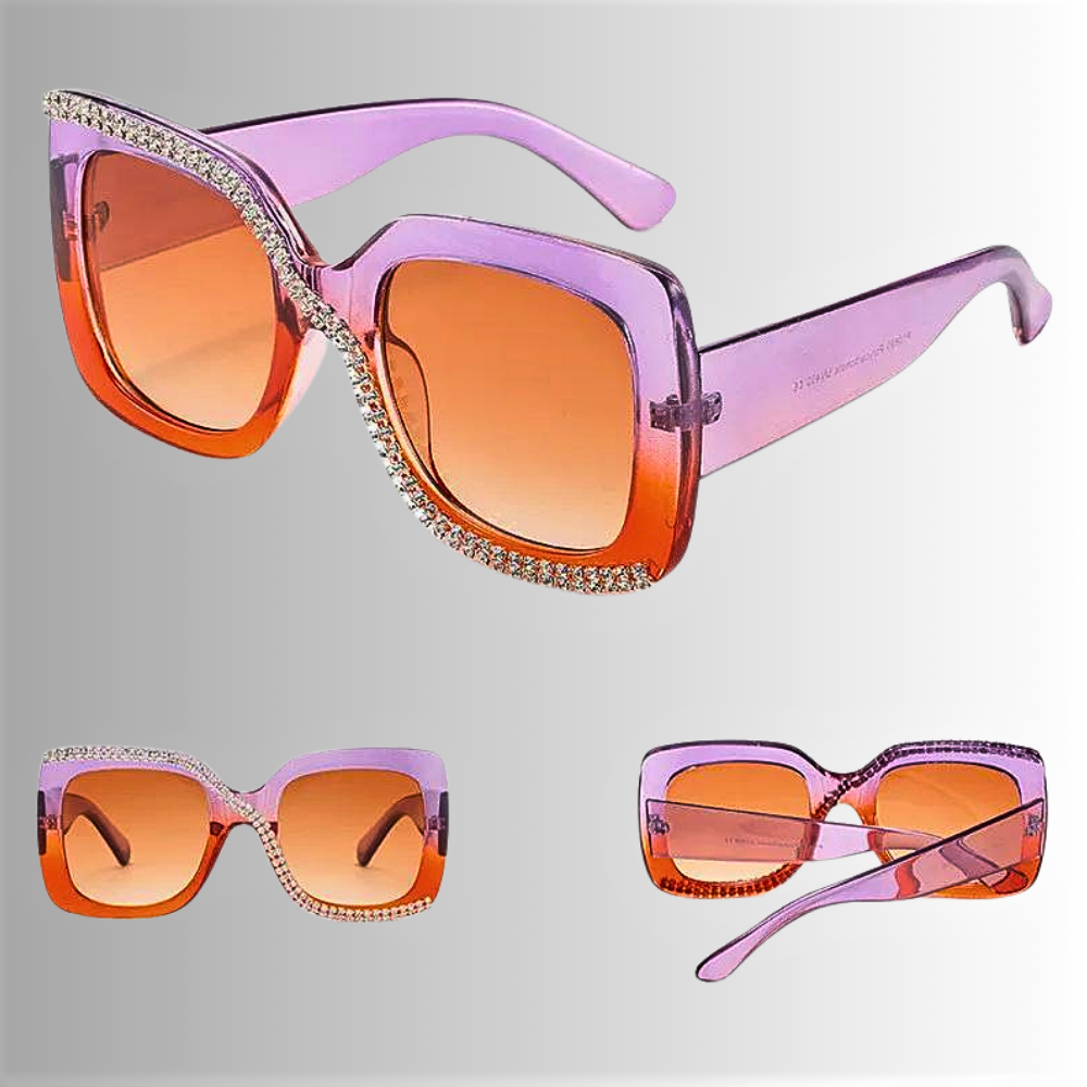 Gafas de sol cuadradas con diamantes de imitación para mujeres atrevidas