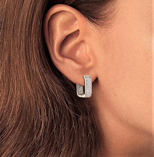 Orecchini "Riflesso Geometrico" con micro Moissaniti D Color VVS1