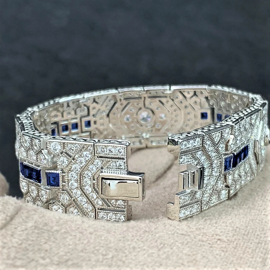 Bracciale a Fascia con Zaffiri e Brillanti Coltivati