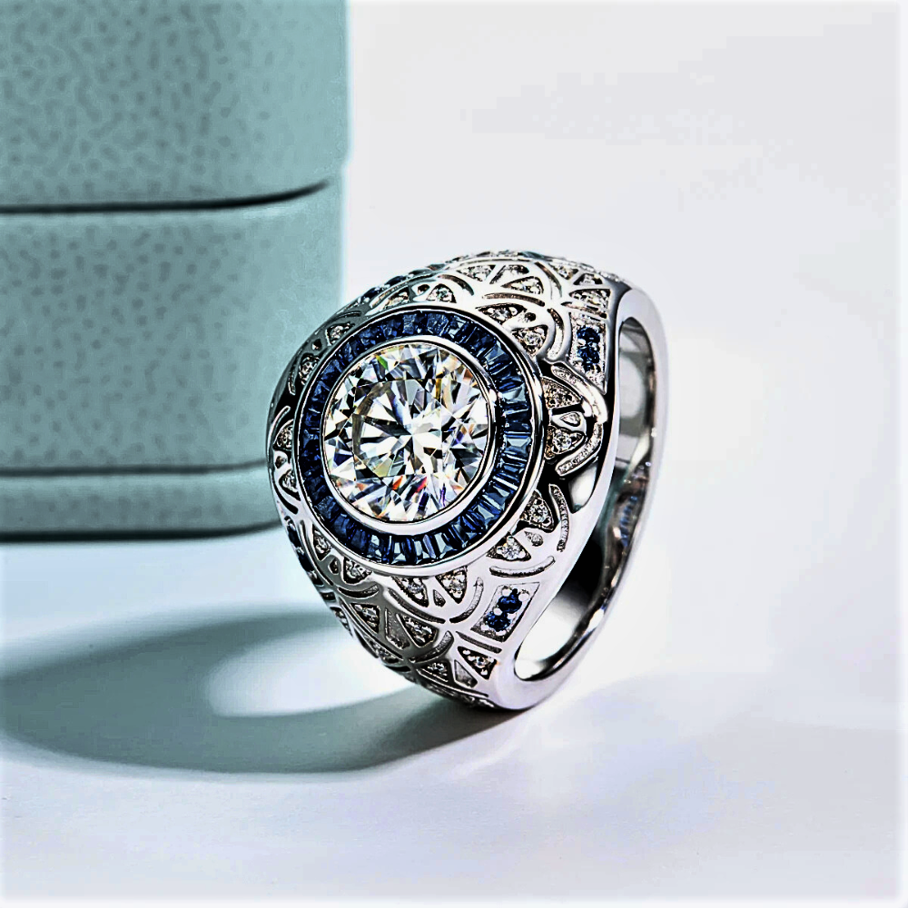 Fascia con Moissanite da ct 3,00 con taglio Carrè e Brillante