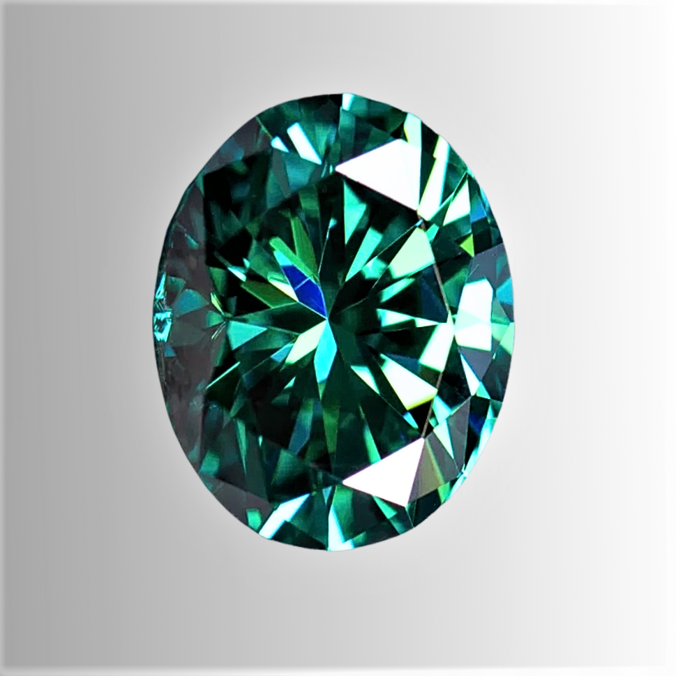 Moissanite Verde Smeraldo Taglio Ovale Certificata
