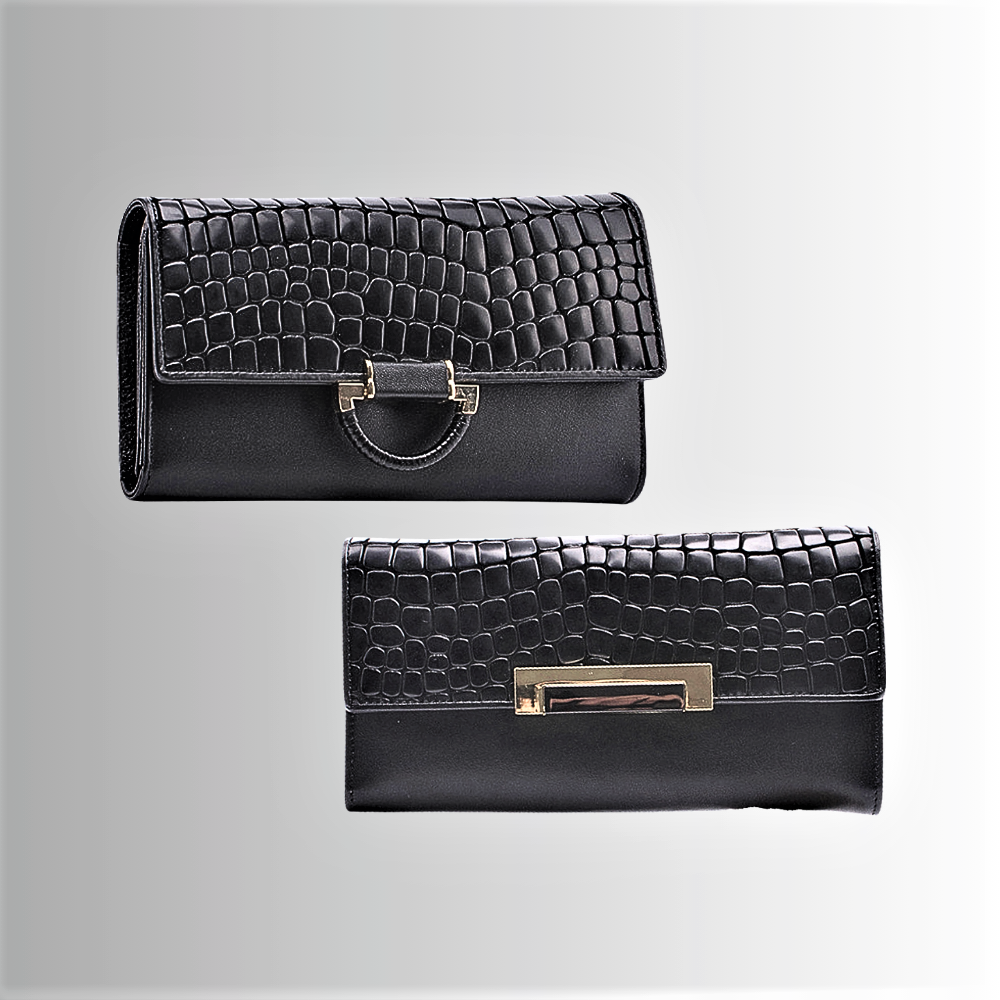 Genuine Cowhide Leather Wallet with Crocodile Texture
