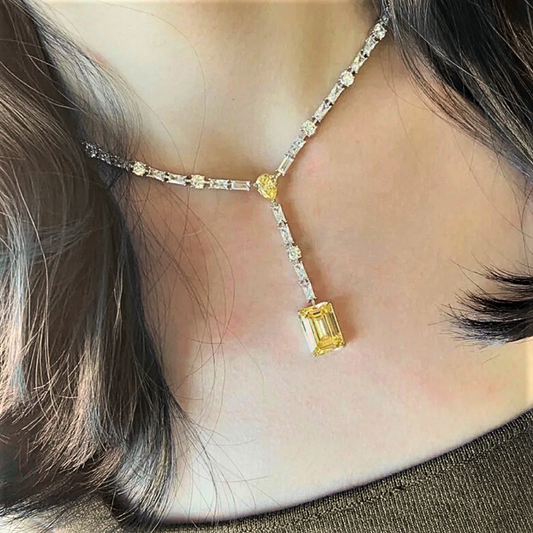 Collana con Citrini Lab Grown e Diamanti Sintetici