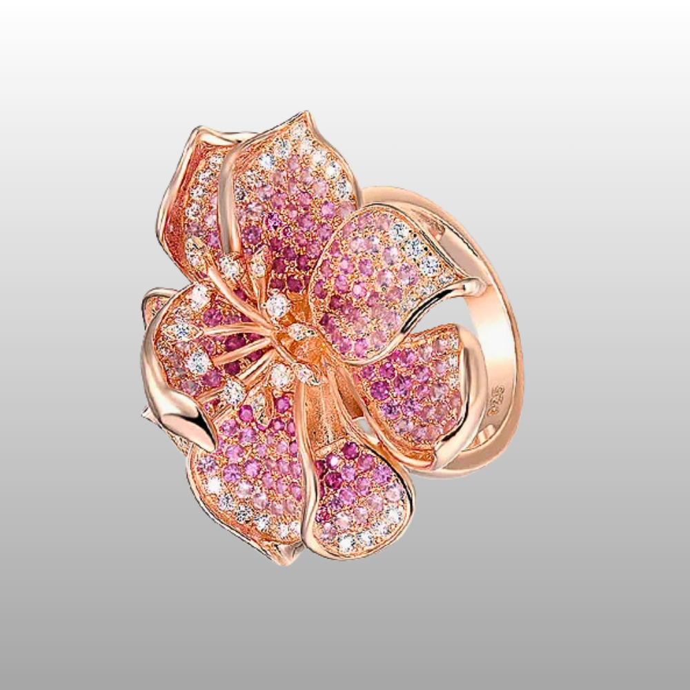 Fascia Fiore con Zaffiri Rosa e Rubini Coltivati