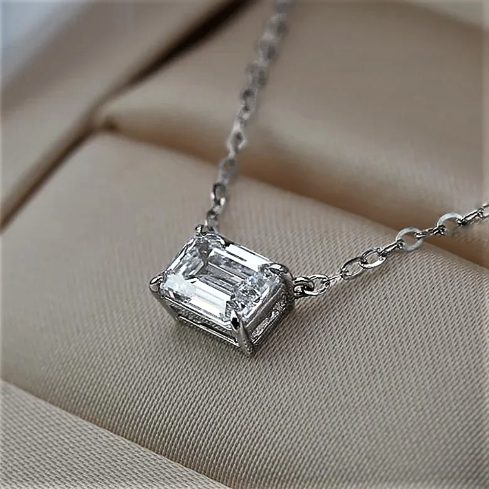 Collana con Moissanite Taglio Smeraldo D Color VVS1