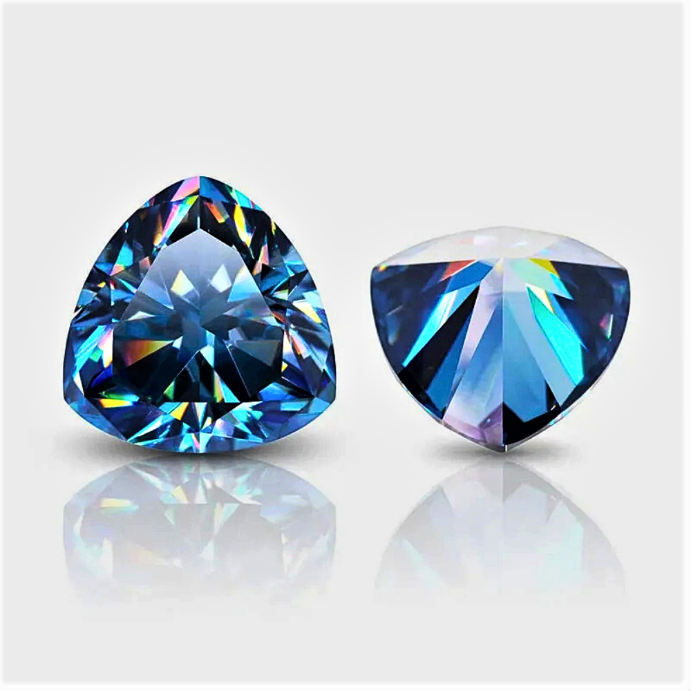 Moissanite Royal Blue Taglio Trillion