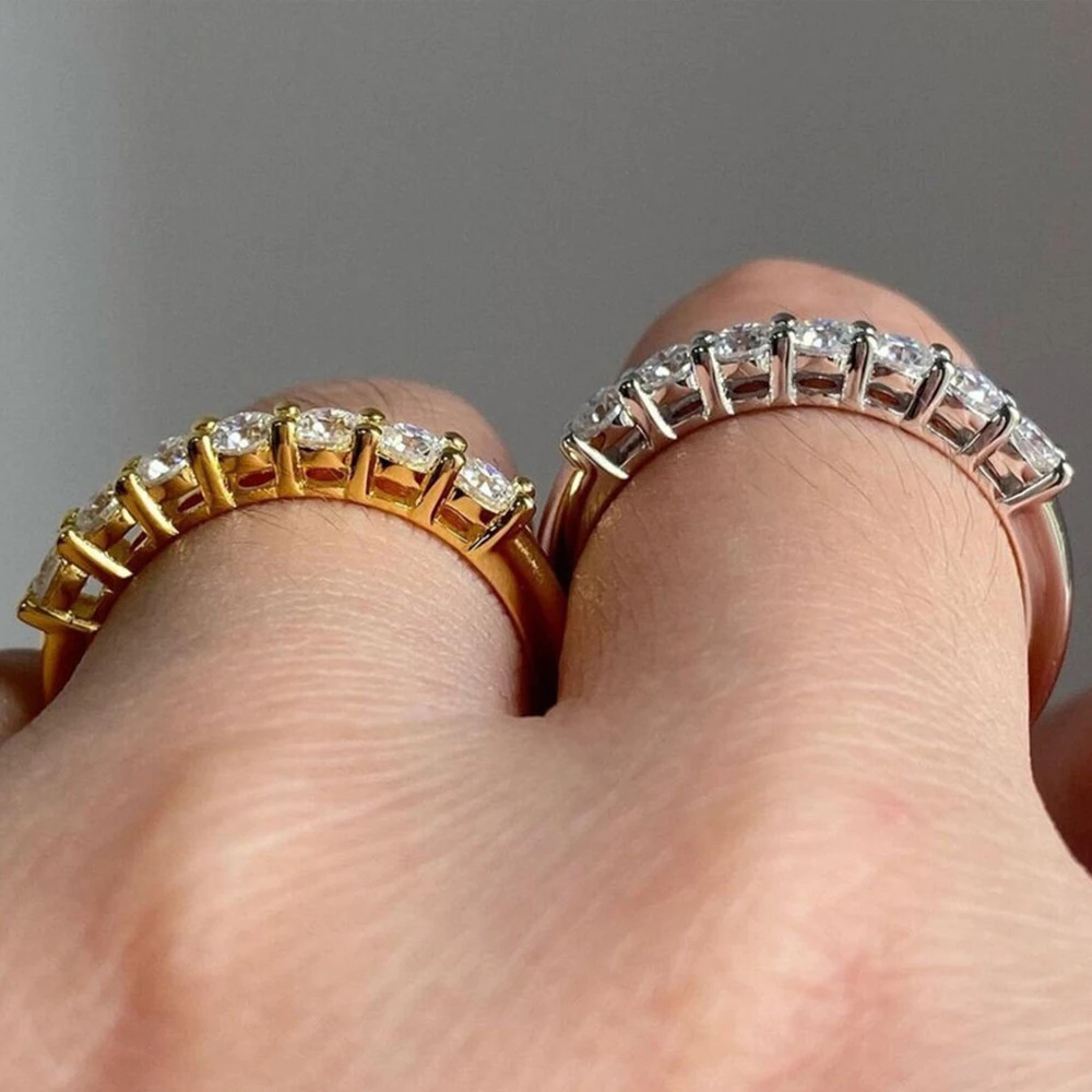 Fedine a due Punte con Moissanite D Color VVS1