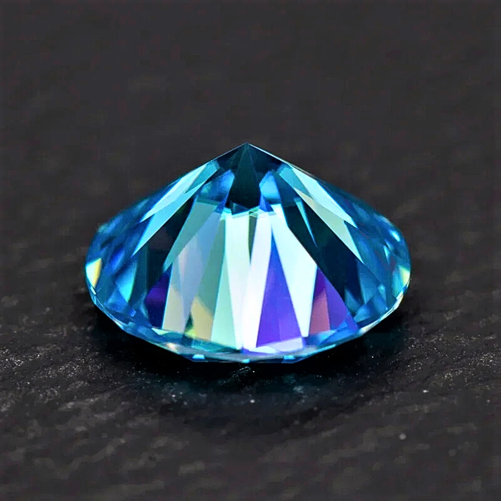 Moissanite Blu Mare Taglio Brillante Certificato