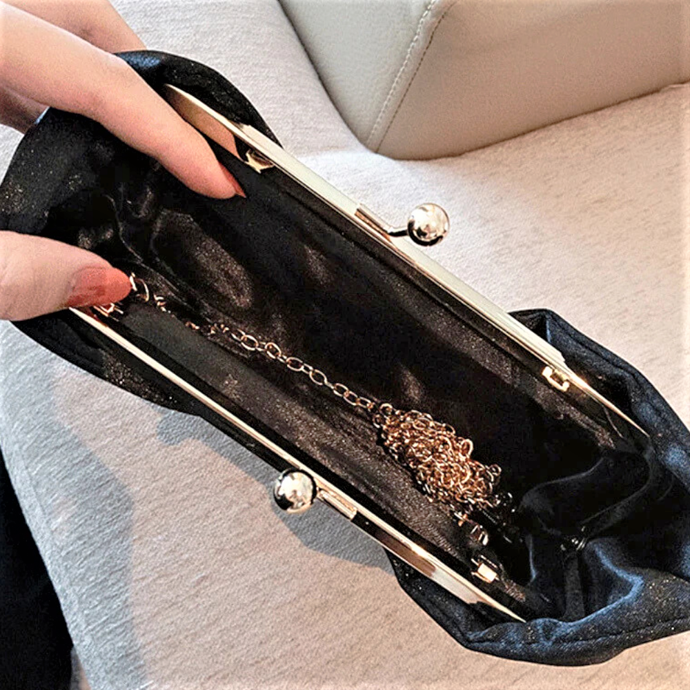Clutch a Portafoglio in Seta e Strass
