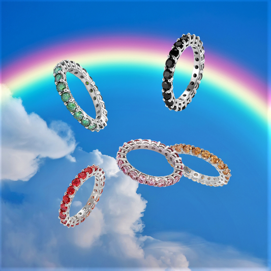 Eternity a 2 punte con Moissaniti VVS1 Colorate per Ct 2.20