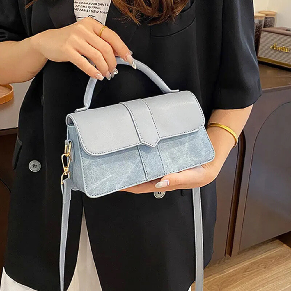 Mini Borsa a Due Tonalità in Similpelle
