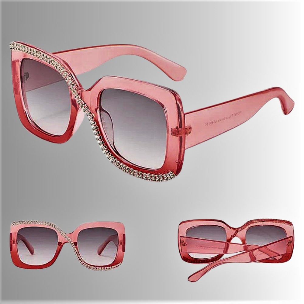 Gafas de sol cuadradas con diamantes de imitación para mujeres atrevidas
