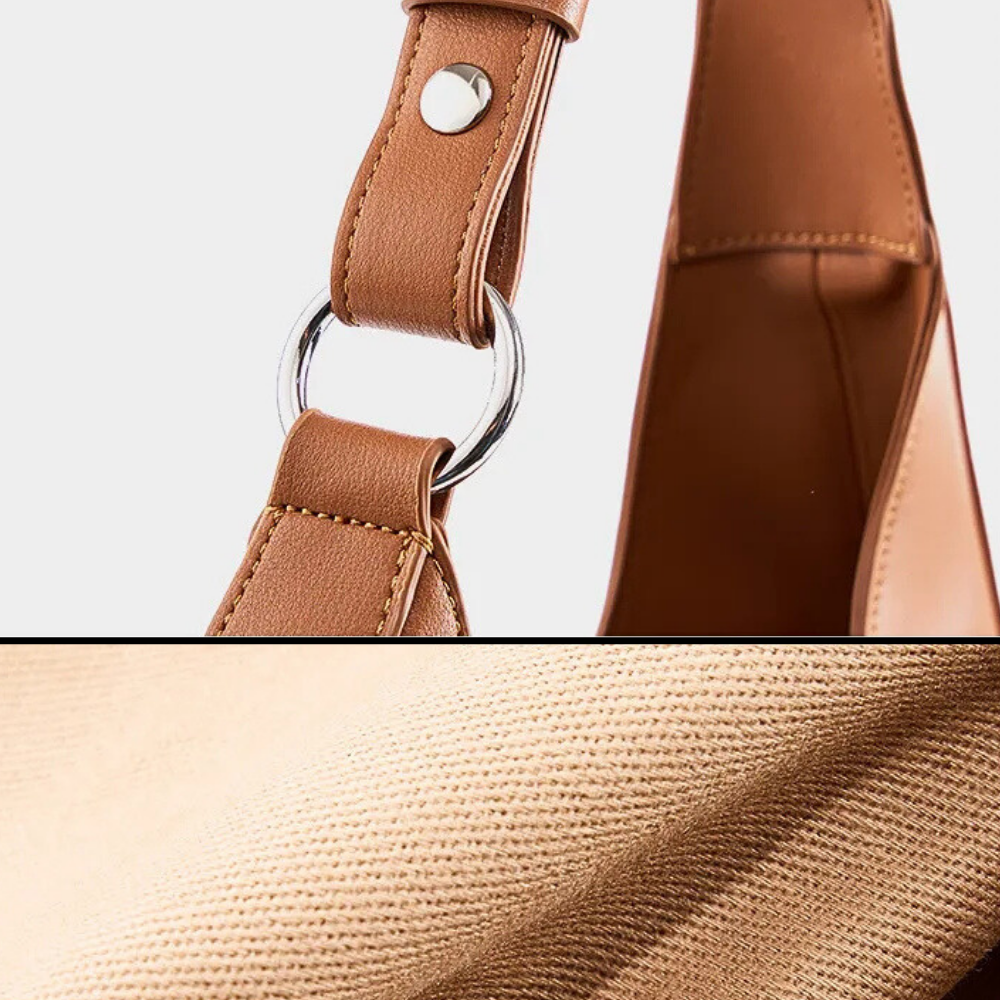 Borsa Hobo Allungata in Vera Pelle di Vitellino
