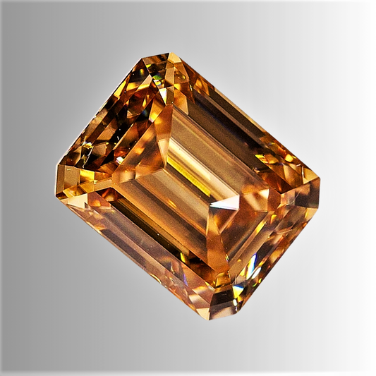 Moissanite Champagne Taglio Smeraldo Certificata