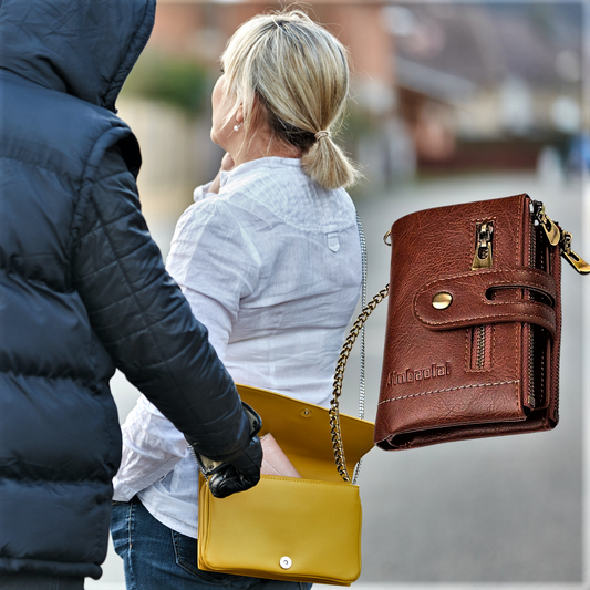 Mini Portafoglio Anti Borseggio in Vera Pelle di Vitellino