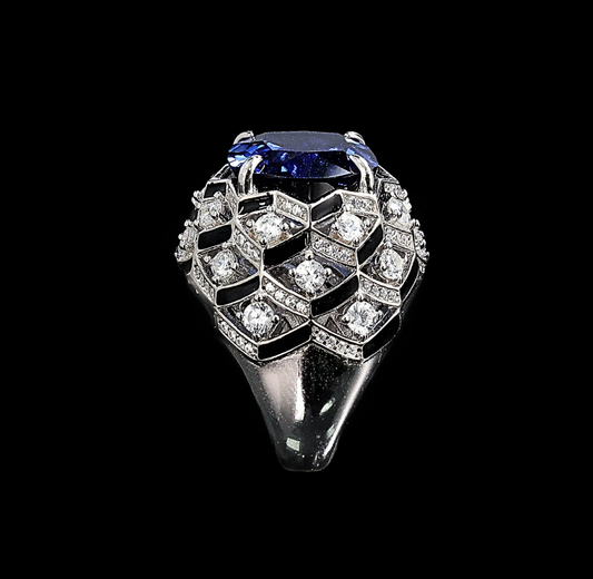 Fascione con Zaffiro Taglio Cuscino e Brillanti Lab Grown