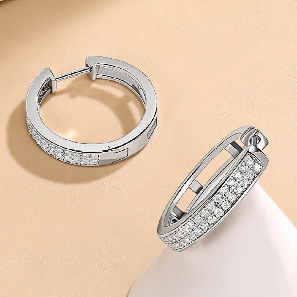 Orecchini a Cerchio con due file di Moissaniti per ct 0,34