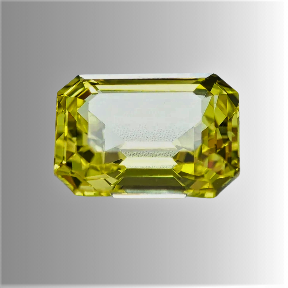 Zaffiro Giallo Lab Grown Taglio Smeraldo Certificato