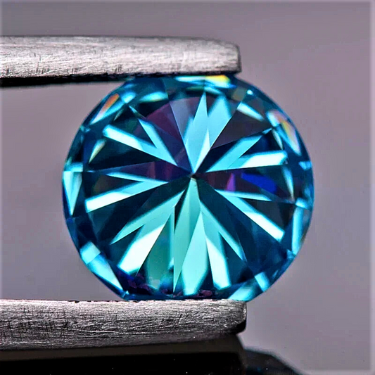 Moissanite Blu Mare Taglio Brillante Certificato