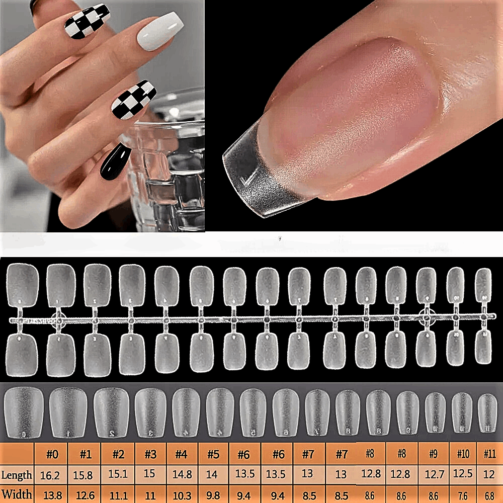 Set Professionale da 120 Pezzi di Unghie in Resina Acrilica Trasparente