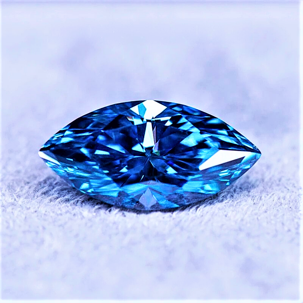 Moissanite Blu Zaffiro Taglio Marquise