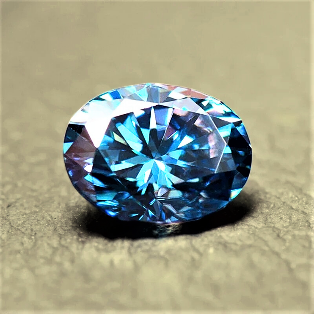 Moissanite Royal Blue Taglio Ovale Certificata