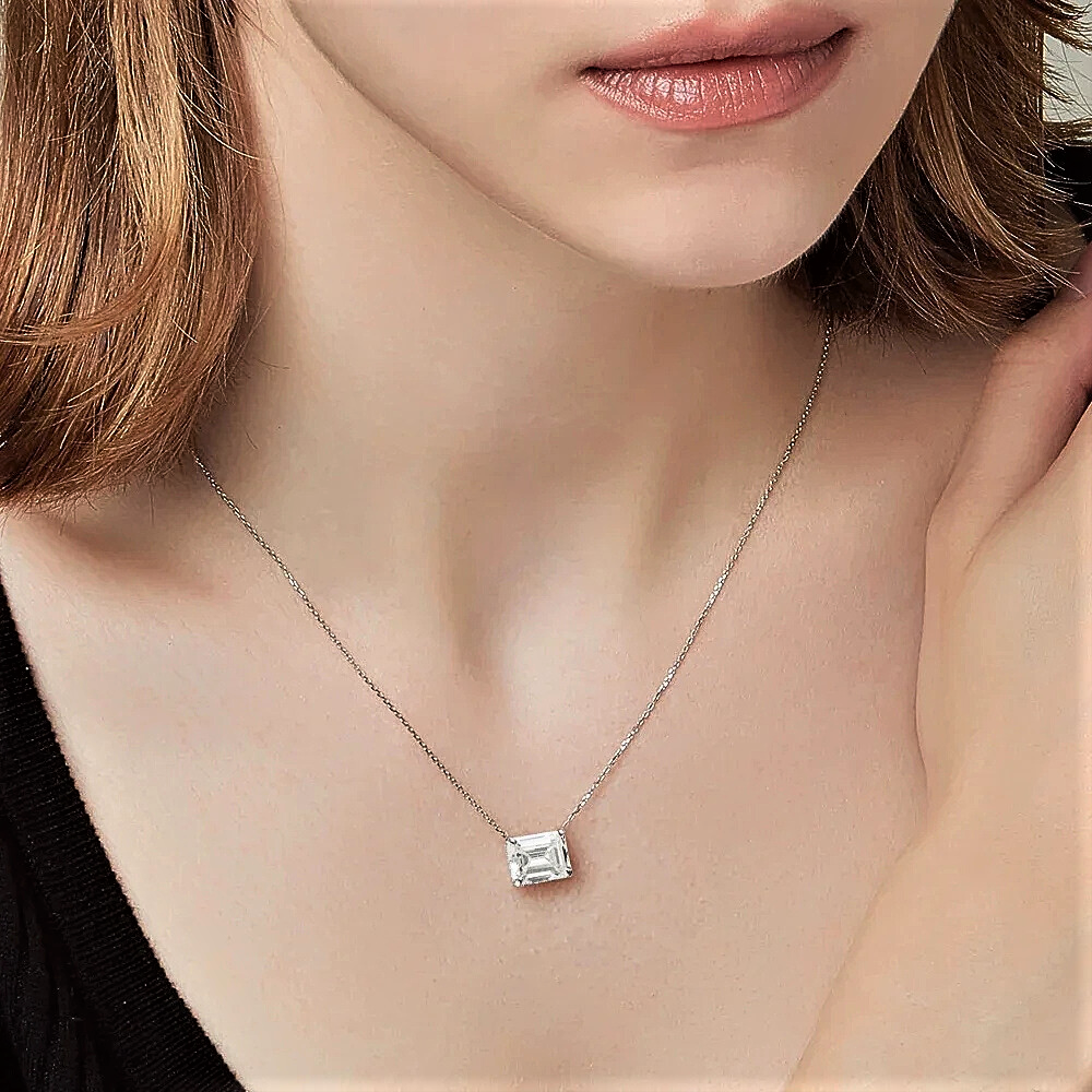 Collana con Moissanite Taglio Smeraldo D Color VVS1
