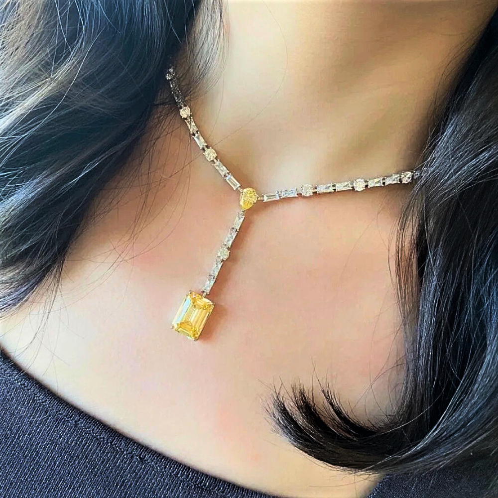 Collana con Citrini Lab Grown e Diamanti Sintetici