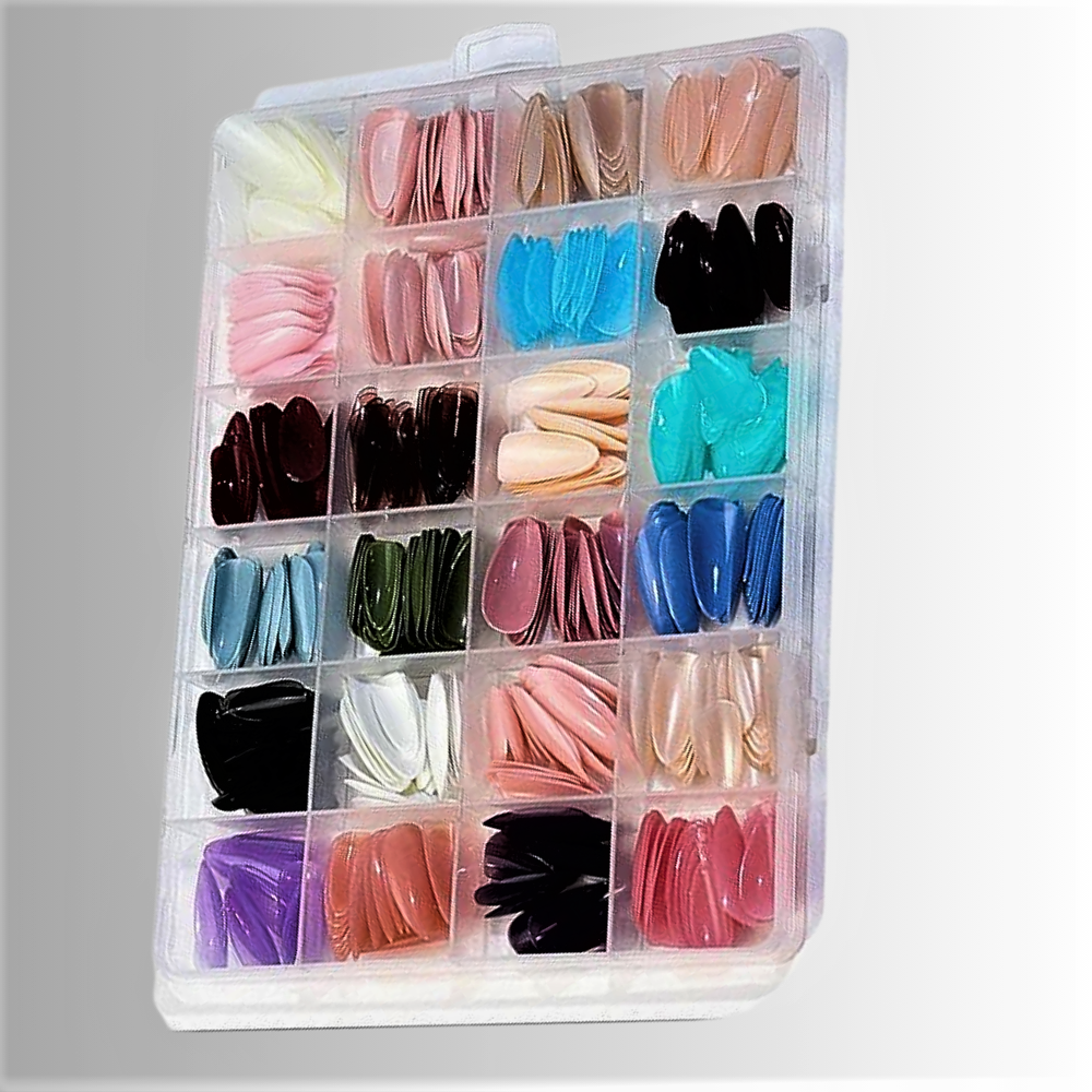 Set Professionale da 576 Pezzi di Unghie Colorate in Acrilico