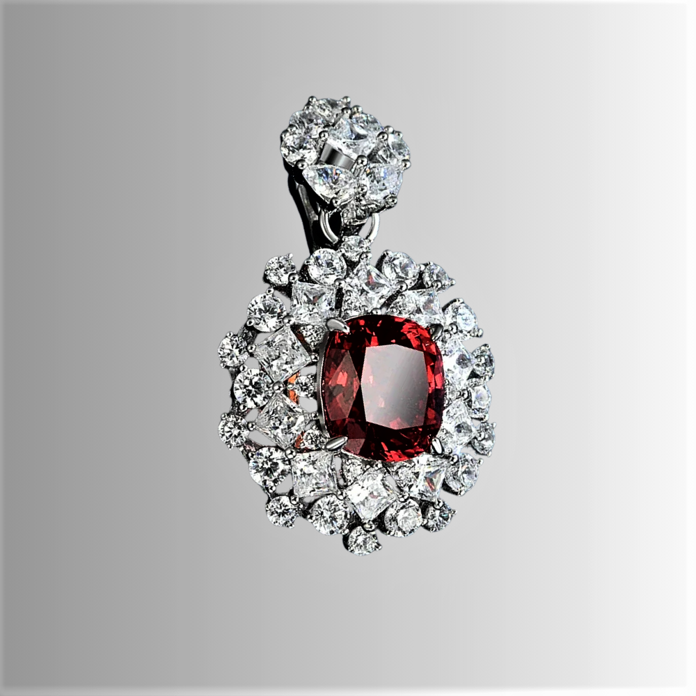 Collana con Rubino Coltivato e Diamanti Lab Grown