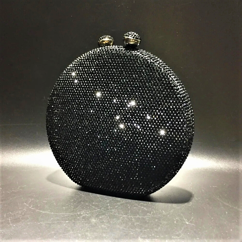 Clutch Rotonda Fatta a Mano con Cristalli Colorati