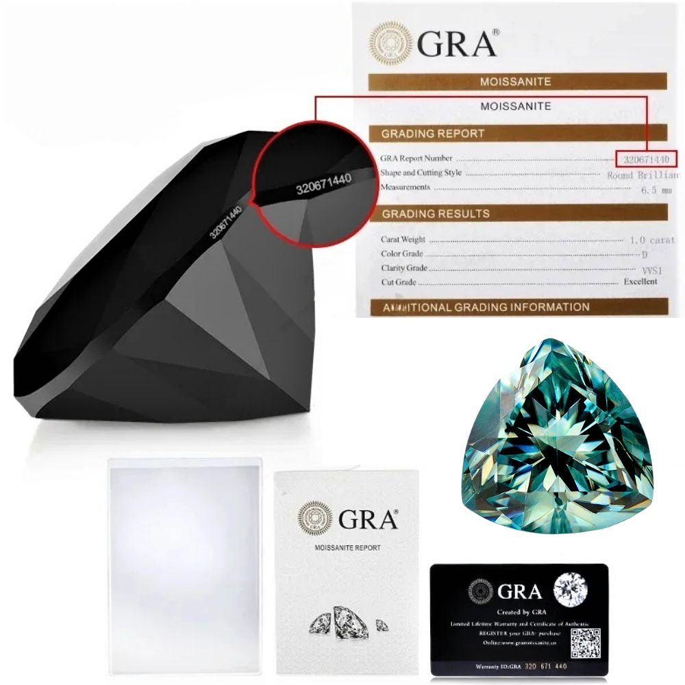 Moissanite Verde Acqua Taglio Trillion