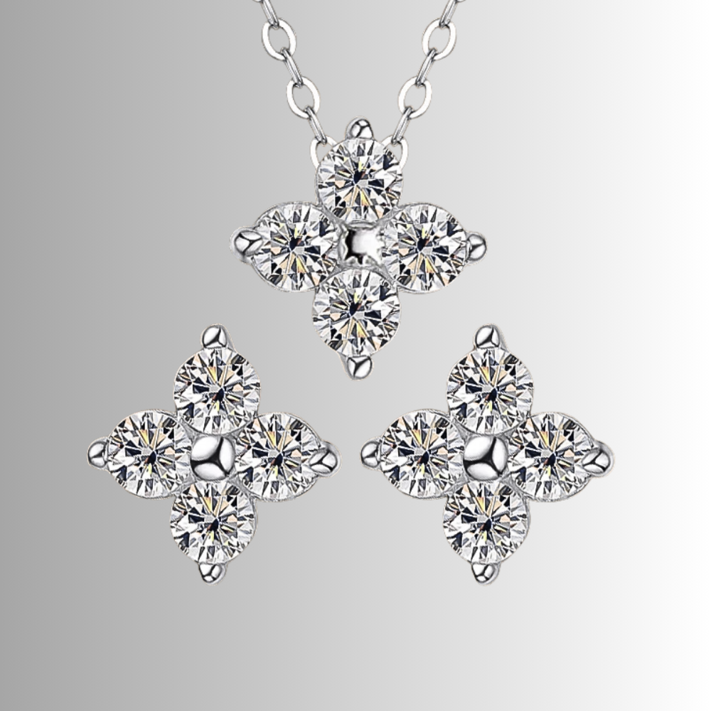 Parure "Croce di Luce": Collana e Orecchini in Moissanite D Color