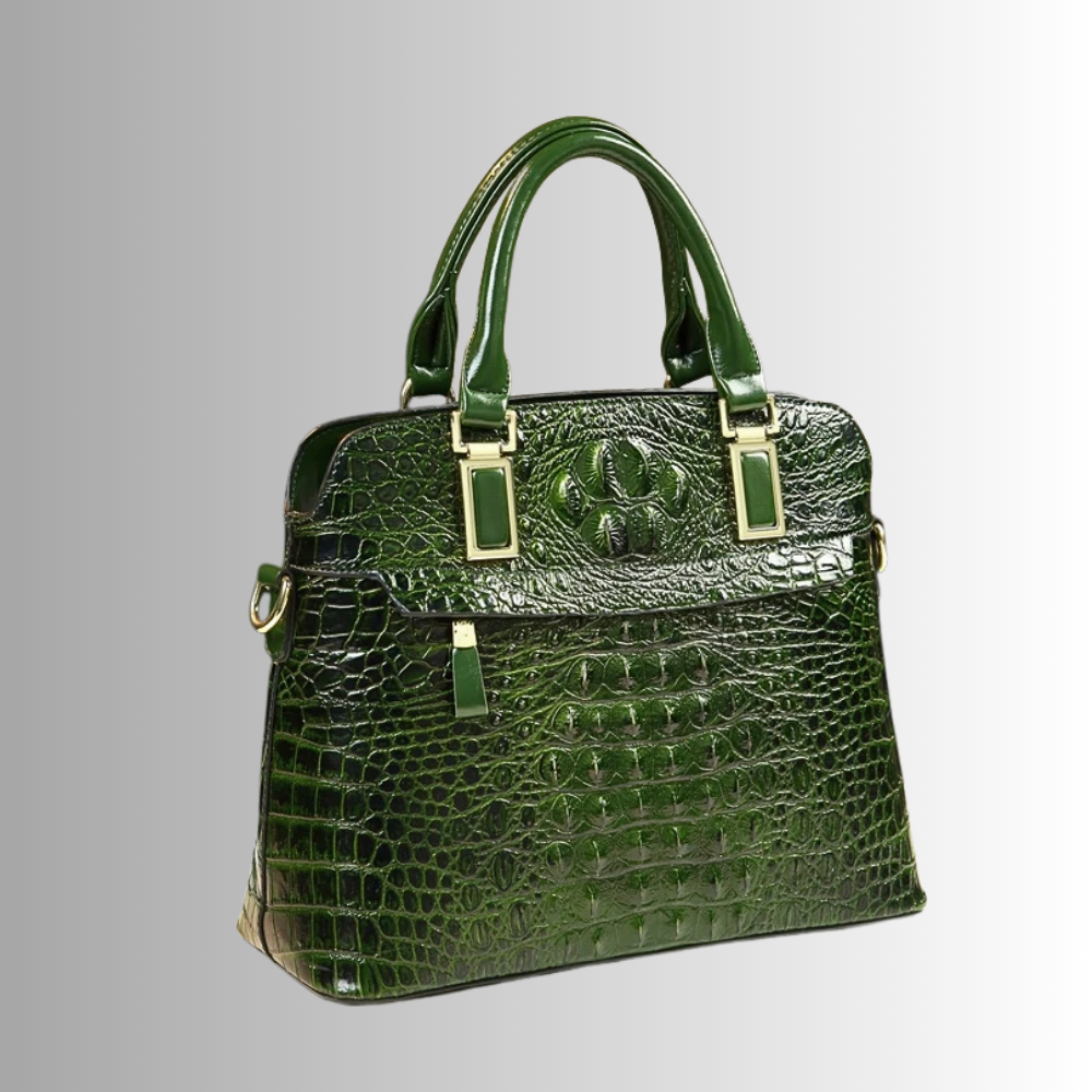 Borsa in Vera Pelle con Lavorazione Coccodrillo