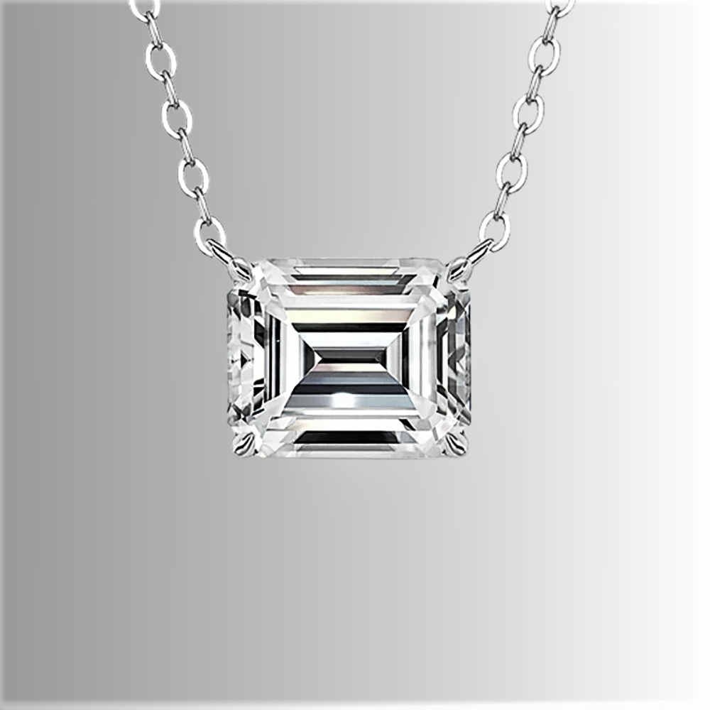 Collana con Moissanite Taglio Smeraldo D Color VVS1