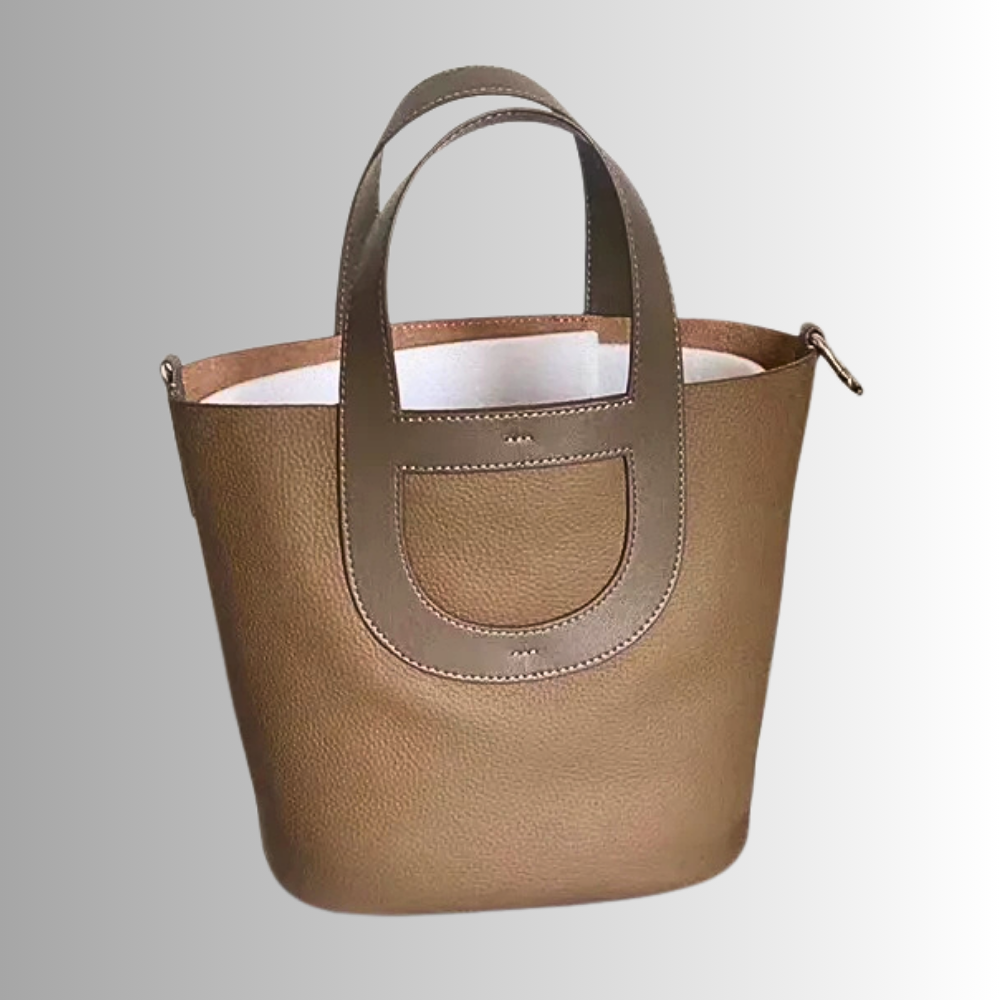 Borsa Tote a Secchiello in Vera Pelle di Vitellino