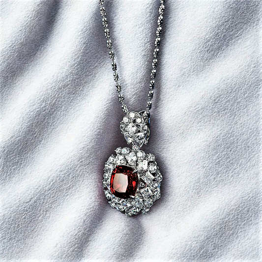 Collana con Rubino Coltivato e Diamanti Lab Grown