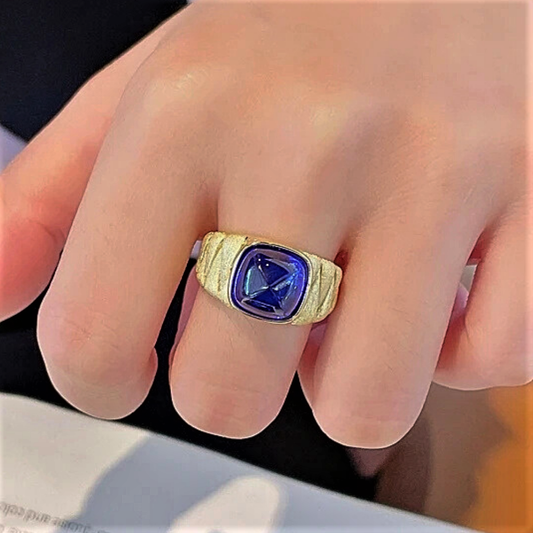 Fascia con Zaffiro Blu Coltivato Taglio Piramide