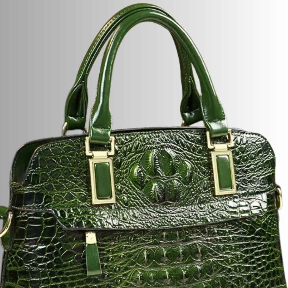 Borsa in Vera Pelle con Lavorazione Coccodrillo