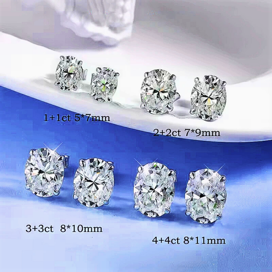 Orecchini Punto Luce con Moissanite Ovale: Raffinatezza Pura in 4 Carature di Lusso