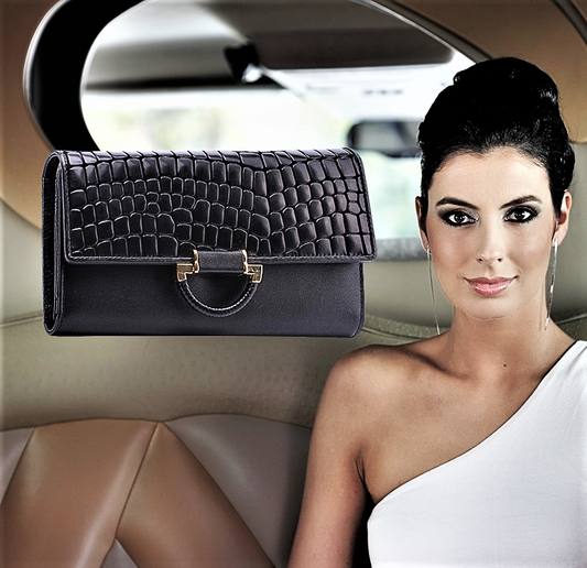 Portafoglio in Pelle di Vitellino Giovane con Texture Coccodrillo