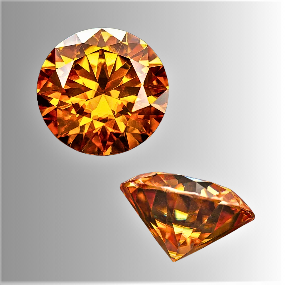 Moissanite Arancio Taglio Brillante Certificata
