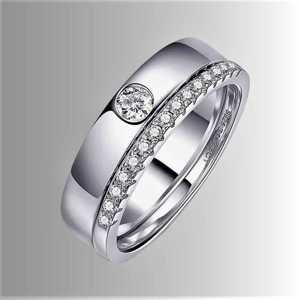 Parure di Solitario e Fedina in Moissanite D Color