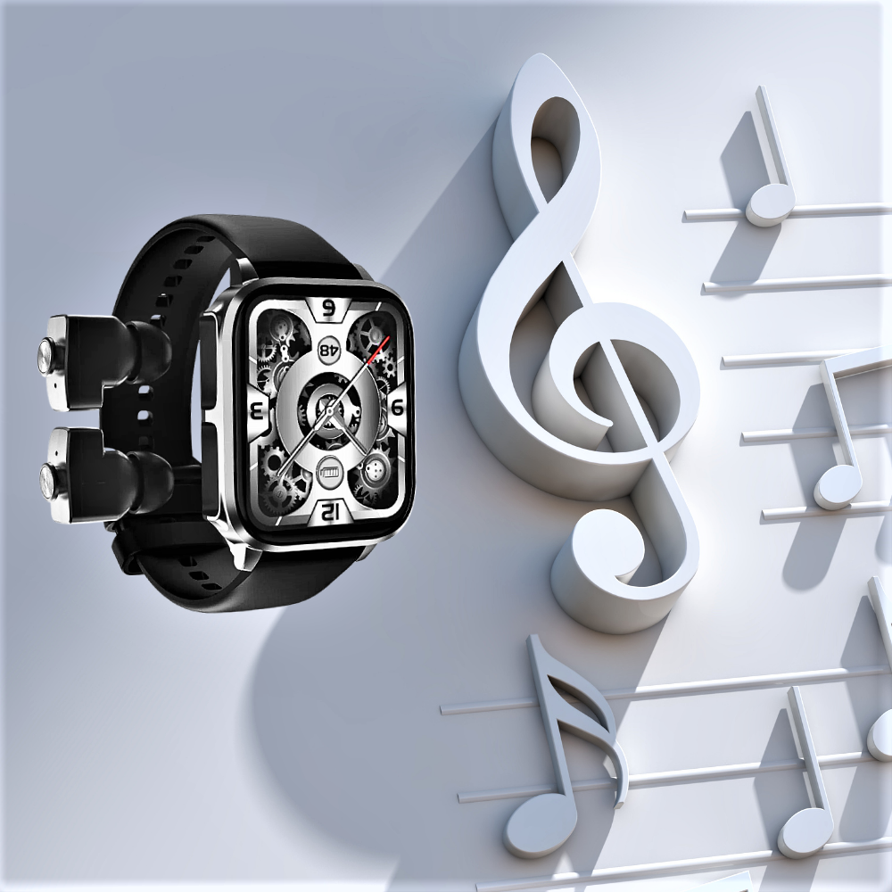 2 in 1 Smartwatch with Built-in TWS Earphones and Sports Features
