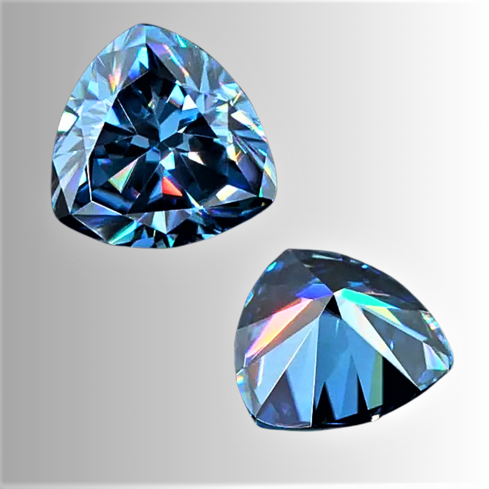 Moissanite Royal Blue Taglio Trillion Certificata