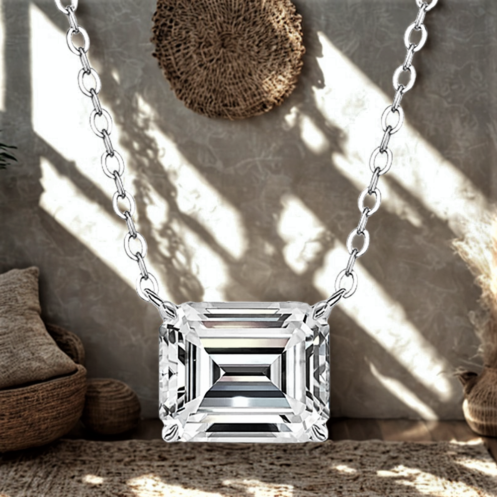Collana con Moissanite Taglio Smeraldo D Color VVS1