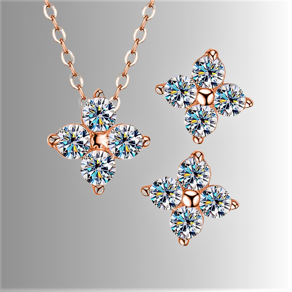 Parure "Croce di Luce": Collana e Orecchini in Moissanite D Color