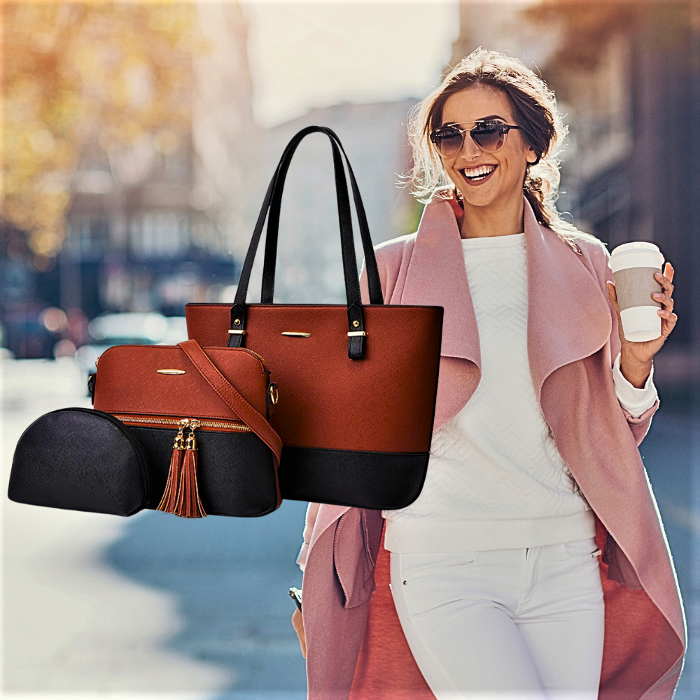 Conjunto de dos bolsos y un clutch: elegancia y funcionalidad