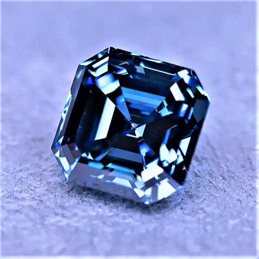 Moissanite Royal Blue Taglio Asscher Certitificata